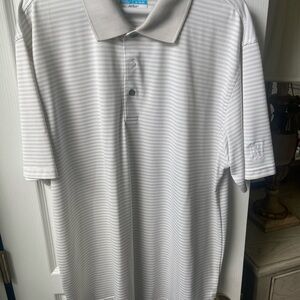 PGA Tour Light Gray Striped Polo Shirt